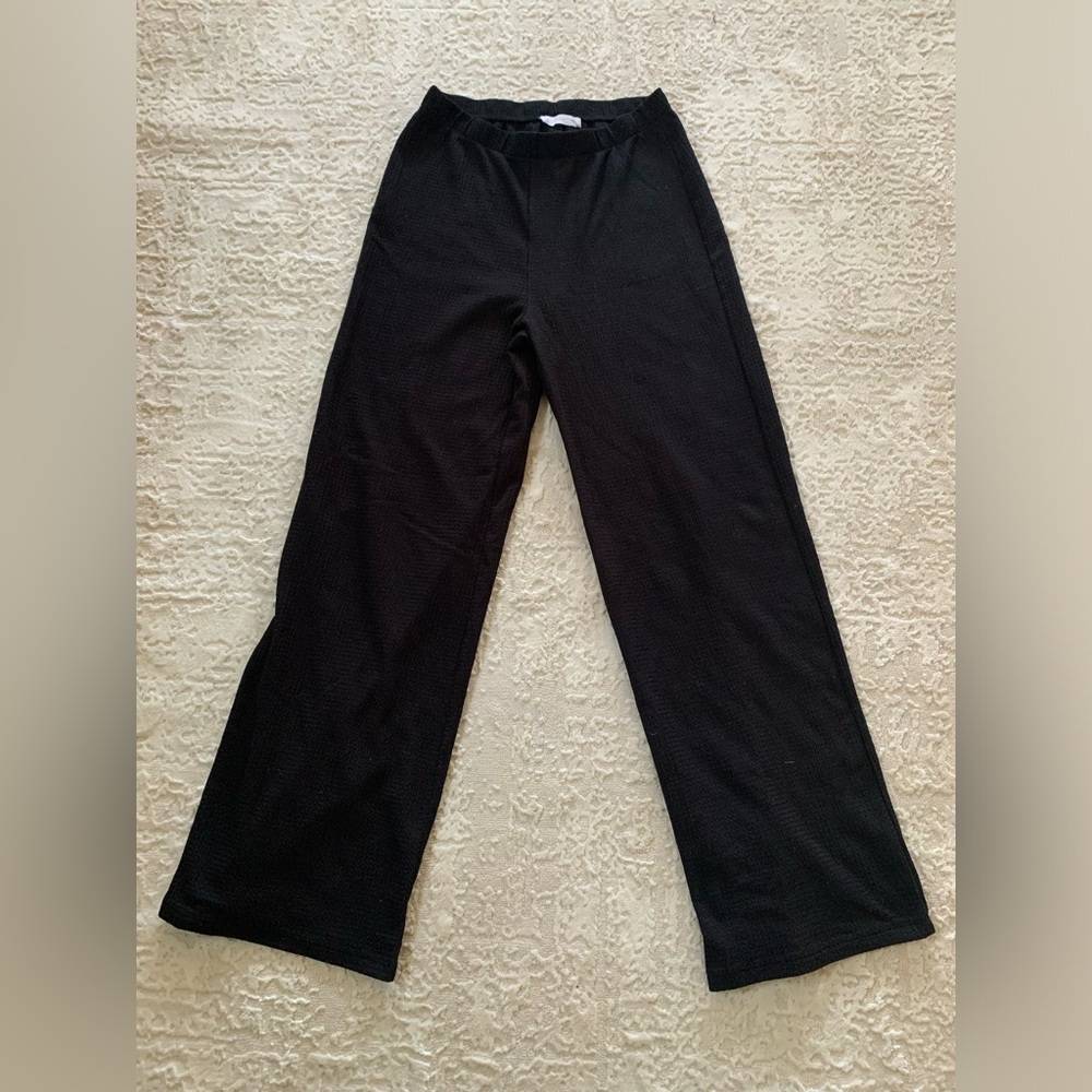 Dry Goods Textured Black Straight Wide Leg Pants